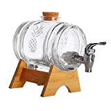TISHITA Elegante Dispensador de Bebidas de Vidrio en Forma de Barril con Tapa, Jarra de Vidrio de Cocina para Agua, Jugo, Vino, Kombucha y Bebidas Fr - Base