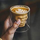 Taza de cristal de calavera Taza de cristal Latte Coffee Whisky Taza de cristal transparente Vodka Drinking Bar Club Copa de vino (Capacidad: 4 piezas, Color: 220 ml)