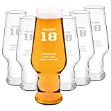 Maverton set Vasos para Cerveza x6 - detalles - en vaso con personalización - capacidad 400 ml - H20 cm x Ø7,8 cm - Perfecto para todo hombre amante de la buena cerveza - 18