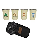 Hellery 4 Uds tazas de viaje al aire libre juego de vajilla copas de vino vasos de cerveza con bolsa de almacenamiento taza de agua para barbacoa