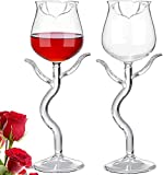 Copas de vino rosado - Juego de 2 copas de cóctel con forma de flor, vidrio transparente, ideal como regalo para fiestas de inauguración de la casa, bodas, fiestas de cumpleaños