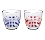 Duralex Gigogne Vichy - Set de 2 vasos de 22 cl, color: Rojo / Azul