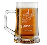 Vaso de Cerveza Personalizado Jarra de Cerveza Grabable Personalizable con Diferentes Nombres, Texto, Fecha, Diseño y Personajes (2 piezas)