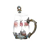 BaiJaC Tetera japonesa, 2 juegos de tazas de té de vidrio esmaltado de cristal para bebidas calientes, azul, con caja de regalo pequeña de 320 ml (tamaño: grande de 350 ml)