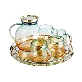 jarras de mesa Color degradado CRISTAL AGUA CAMPANA DE AGUA INSULTADO TOPE DE ACERO INOXIDABLE TARRO DE JUGO KUZZA resistente al calor vasos de vidrio resistentes al calor jarras