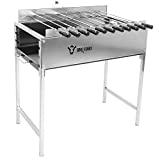 BBQ-Toro Parrilla de carbón con asador eléctrico |  Asador de acero inoxidable con 11 pinchos y motor |  Con enchufe y USB