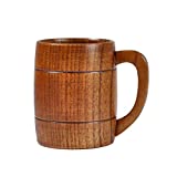 Joyyoq Natsume Wood Beer Personality Bar Vaso de Madera, Sala de Estar 320ml con Asa Jarra de Cerveza con Oreja de Madera (Tamaño: 320ml)