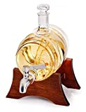 JINYIYAN Decanter para Whisky Whisky Decanter home Scotch, 100 0ml.  Decantador de vino blanco con 2 copas de vino y grifo de acero inoxidable para vidrio artesanal Brandy Tequila Bourbon Scotch Rum Set