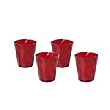 Omada Design 4 Vasos de Agua de Colores de 30 cl, de Plástico Irrompible, aptos para lavavajillas, Made in Italy, Línea Diamond, Rojo Rubí