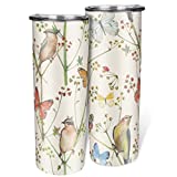 Cyliyuanye Spatzenfalter Taza de viaje de acero inoxidable con pajita aislada para el hogar, la oficina, la escuela, 600 ml, multicolor