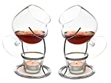 CKB LTD® Juego de 2 calentadores de piernas, copas de brandy y coñac, juego de regalo con vela de té y soporte cromado, juego doble premium para beber