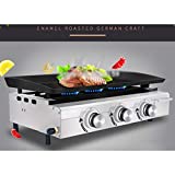 Fcyixia.  Parrillas de barbacoa de gas LPG de alta calidad 3 quemadores de gas Placa de plancha o utensilios de plancha al aire libre Máquina de barbacoa Máquina de cocina para acampar de servicio pesado