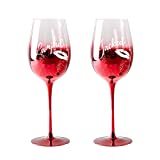 Copa de cristal con nombre personalizado, nombre grabado, cristal, boda, aniversario, día del padre, Navidad para mujeres/hombres (Red-2pcs)