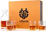 Calliva von Crystal Vasos y botella de whisky, jarra de 750 ml con 4 vasos de whisky de 300 ml para cóctel, martini, bourbon, margarita, 5 piezas, exquisita caja de regalo