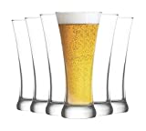 UNISHOP Set de 6 vasos de cerveza de 38 cl, vasos de cristal transparente, aptos para lavavajillas