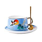 COLiJOL Trofeo Taza de café y platillo de porcelana, 7.77Oz / 230Ml Tazas de leche de la tarde Tazas de leche Tazas de leche Tazas de capuchino con asa Pareja Taza de té Taza de té Vasos para beber Frul