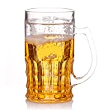KUNANG - Jarra de cerveza de doble forma de entrepiso, helado falsificado, jarra de cerveza congelada, capacidad de bebida cerrada, taza de acrílico, novedad divertida
