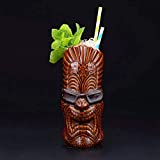 Copa de cóctel Tiki de cerámica hawaiana de 600 ml, copas de cóctel de cerámica hawaiana para fiesta, copas de cóctel exóticas, artículos de bar de fiesta de bar Tiki hawaiano profesional