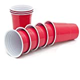tazas para fiestas; Vasos reutilizables para bebidas, vasos rojos para fiestas, vasos de plástico, el juego incluye 3 pelotas de ping pong (50 piezas rojas)