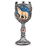 Copa de lobo de acero inoxidable, copas de cerveza de resina, copas de vino, cocina, fiesta, recuerdos decorativos de vacaciones (gris, resina de acero inoxidable)