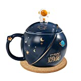 B / A Taza de planeta de cerámica del espacio exterior con asa cómoda, taza del espacio del universo con tapa Regalos de cumpleaños para padres amigos - Regalos de cumpleaños para padres amigos