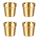 Tazas de acero inoxidable, juego de 4 apilables, taza de café/taza de té/vasos de cerveza para enfriar, para viajes, al aire libre, camping y todos los días, 175 ml/6 oz (dorado)