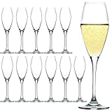 Juego de 12 copas de flauta de champán de cristal FAWLES, copas de flauta de cristal Prosecco de 270 ML, aptas para lavavajillas