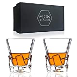 FLOW Barware Juego de 2 vasos de whisky Iceberg, caja de regalo de vaso de whisky Vasos de whisky para whisky escocés, gin tonic y bourbon