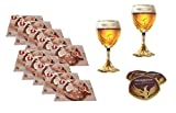 Kit de degustación de cerveza Grimbergen Phoenix cl. 25 manteles individuales posavasos vasos phoenix - Set 16 uds.