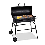 Relaxdays Barbacoa Portátil XXL, Barbacoa Instantánea con Tapa, Ventilación Ajustable, Estable, HLP 96,5x103x64,5 cm, Negro