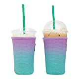 Funda térmica reutilizable para bebidas de café helado |  Portavasos fríos para café Starbucks, McDonalds, Dunkin Donuts, Tim Hortons y más (2 paquetes medianos 623-680ml, sirena)