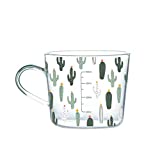 qbznanbei Vasos de Agua Vaso de Vidrio de Alta Capacidad con Asa, Vasos de Vidrio con Escala, Perfecto para Leche, Bebidas mixtas, Agua, Vasos de Jugo (Color: B)