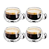 Taza de café de vidrio transparente Leche Whisky Té Cerveza Cóctel doble Taza de vino Vasos para vasos (Color: A Tamaño: Un tamaño)