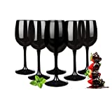 Set de 6 copas para vino tinto y blanco en color negro, con capacidad de 300 ml
