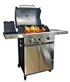 BARBACOA DE ACERO INOXIDABLE GAS GLP Y PIEDRA DE LAVA 3 FUEGOS + ESTUFA LATERAL KE521 / 4 KE GRILL