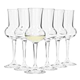 Bormioli, Juego de 6 Vasos Grappa, Capacidad de 75 ml, Altura Total del Vaso de 16,5 cm, Longitud del Mango de 5,8 cm