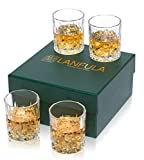 LANFULA Vasos de whisky, Copa de cóctel de cristal, Regalo de Navidad, Juego de 4, 300 ml