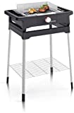 Barbacoa eléctrica Severin PG 8115 Home, Temperatura hasta 300°C en 10 minutos, Safe Touch, Pomo con luz LED, Parrilla de acero inoxidable, Base de apoyo, 2.300 Watt