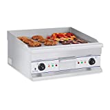 Royal Catering RCG 60S Parrilla eléctrica Fry Top Plancha eléctrica Profesional (2 x 4.000 W, 400 V, Superficie Lisa, 38,9 x 59,7 cm, Acero Inoxidable)