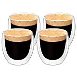 GoMaihe Tazas de café de doble vidrio 6 juegos Tazas de café modernas de 80 ml, el vidrio de borosilicato se puede usar en lavavajillas, vasos con efecto flotante.