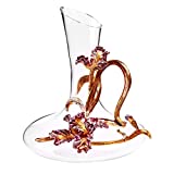 Juego de copas de vino tinto con flores esmaltadas personalizadas, juego de copas de vino con tallo de foto de aniversario (jarra dorada, 21x29cm)