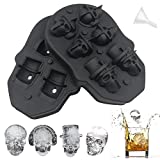 Deer Platz 3D Skull Cubes, 3D Skull Ice Cube Molds, con tapa, embudo, para vasos de ginebra, whisky, whisky escocés, cóctel