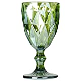ZHANGWING Taza de café Copas de vino multicolores Vidrio rojo Vidrio tallado Jugo Vino Copas de champán Copa (Capacidad: 300 ml, Color: Verde)