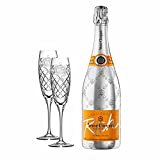 ARNSTADT KRISTALL Juego de 2 copas de vino espumoso Sunrose (25 cm) + Copa Rich Champagne de 750 ml, soplada a mano, esmerilada a mano, fabricada en Alemania