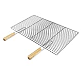 ECD Germany Barbacoa Barbacoa Acero Inoxidable con Asas de Madera Barbacoa Barbacoa Confort Dimensiones 67 x 40 cm Barbacoa de Hierro Fundido Barbacoa Acero Inoxidable con Asas de Madera 67 x 40 cm