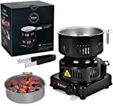 Aufworld Cocina eléctrica, encendedor de carbón eléctrico de 600 W, aperitivo para barbacoa, acero inoxidable con control de temperatura ajustable