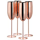 Oak & Steel - 4 elegantes copas de champán, 285 ml - Acero inoxidable - Oro rosa - Perfectas para celebrar cualquier evento - Caja de regalo con diseño refinado