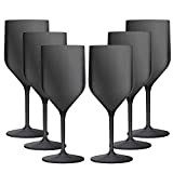 TUNDRA ICE INTERNATIONAL Juego de 6 Copas Croisiere 25 Cl en Policarbonato (Plástico Rígido), Copas de Vino de Diseño 100% Italiano, Vasos Irrompibles, Reutilizables y Lavavajillas, Negro