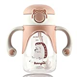 Vaso de entrenamiento de 280 ml, 1 vaso de goteo para niños, con pico ergonómico de silicona, un vaso para aprender a beber a partir de 6 meses, vaso de inicio con asas antideslizantes y pico, sin BPA y albaricoque
