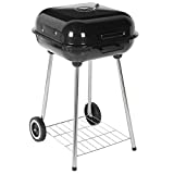 EBTOOLS Barbacoa de carbón, Barbacoa de leña con 2 Ruedas, Portátil para Barbacoa al Aire Libre, Barbacoa de Pelota con Tapa, para Picnic al Aire Libre Jardín Terraza Camping